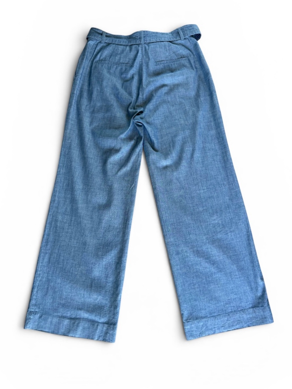 Banana Republic Chambray Wide Leg Pants Tie Waist High Rise Blue Size 10 - Picture 3 of 12